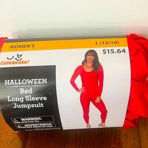 Long Sleeve Red Women’s Spandex Jumpsuit Size Large 12-14